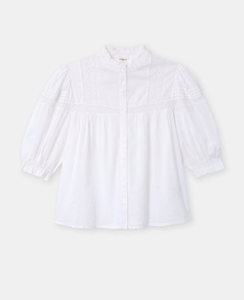 Blouse avec dentelle manches courtes ballons - PIMKIE - 4