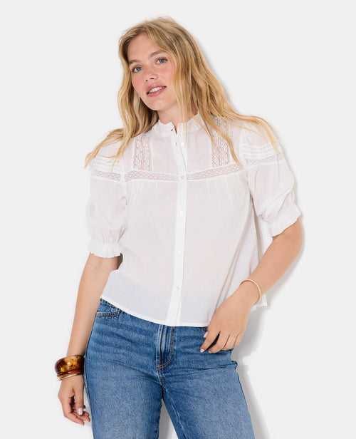 Blouse avec dentelle manches courtes ballons - PIMKIE - 5