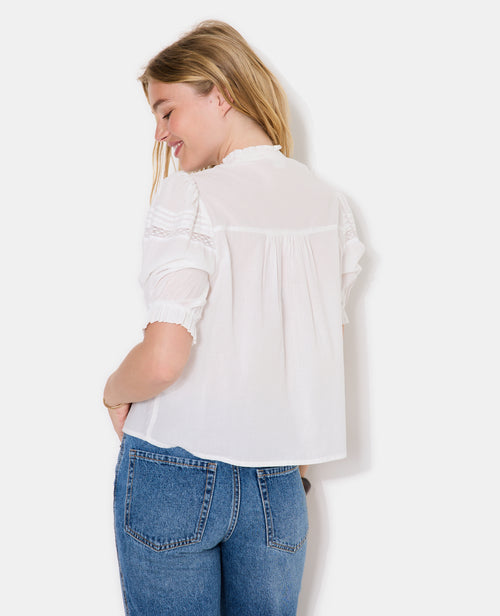 Blouse avec dentelle manches courtes ballons - PIMKIE - 6