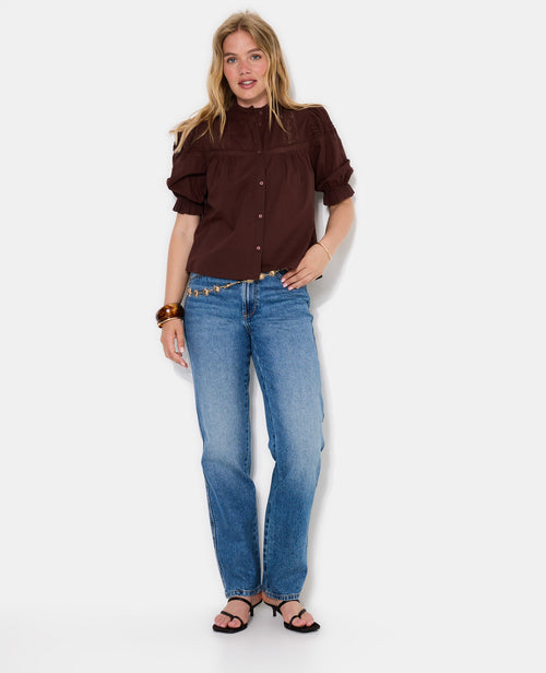 Blouse avec dentelle manches courtes ballons - PIMKIE - 3