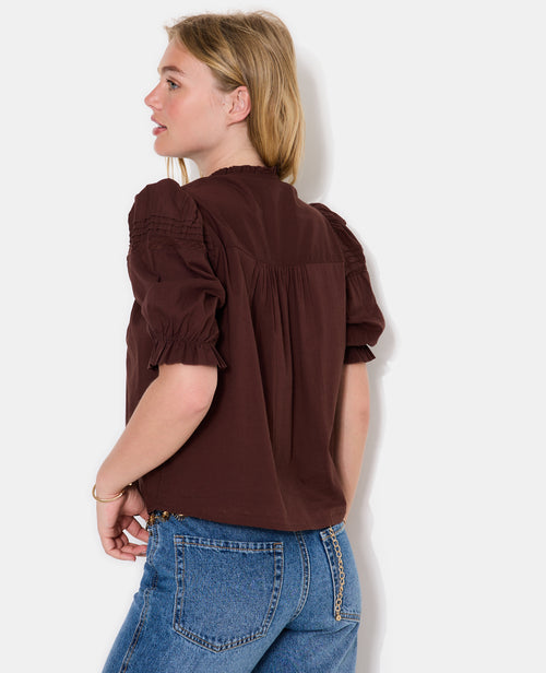 Blouse avec dentelle manches courtes ballons - PIMKIE - 6