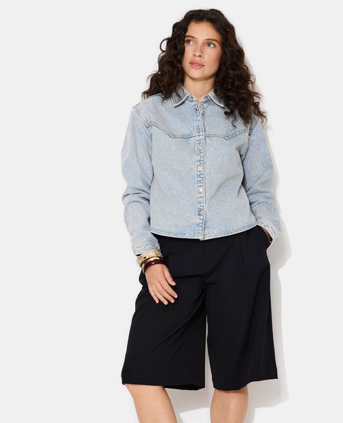 Chemise en jean avec strass en all over - PIMKIE - 1