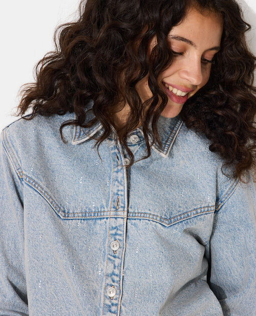 Chemise en jean avec strass en all over - PIMKIE - 2