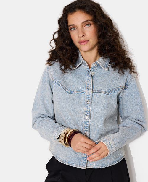 Chemise en jean avec strass en all over - PIMKIE - 5