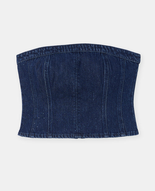 Top bustier en jean avec strass - PIMKIE - 4