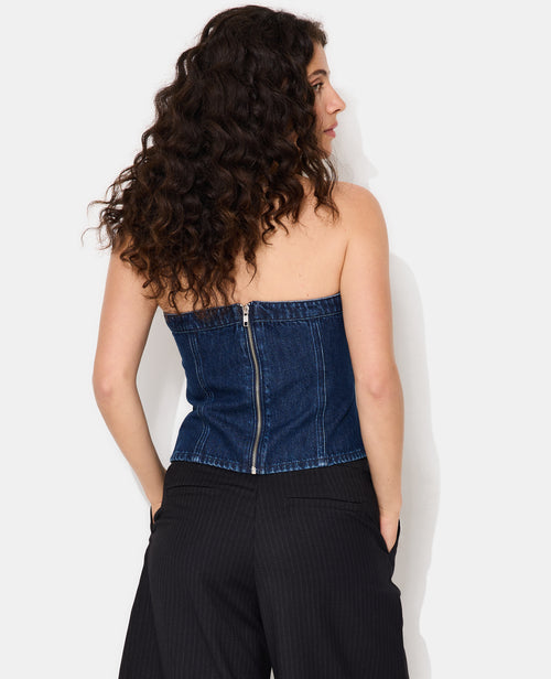 Top bustier en jean avec strass - PIMKIE - 6