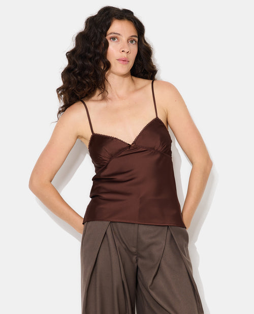 Top en satin fines bretelles avec finitions croquet - PIMKIE - 1