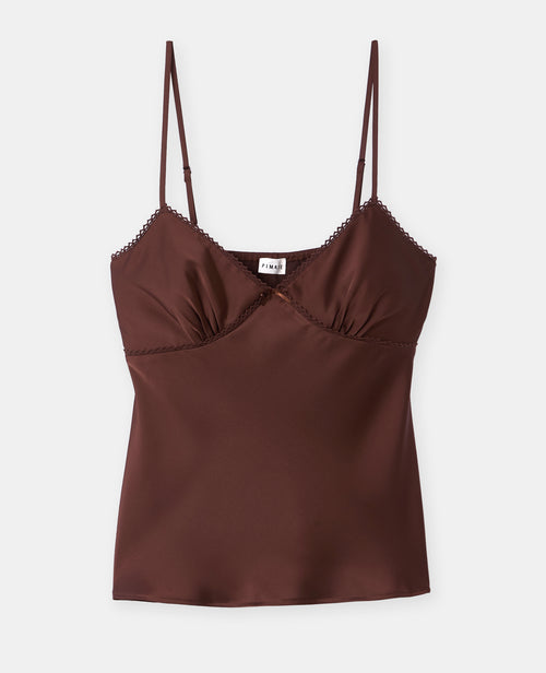 Top en satin fines bretelles avec finitions croquet - PIMKIE - 4