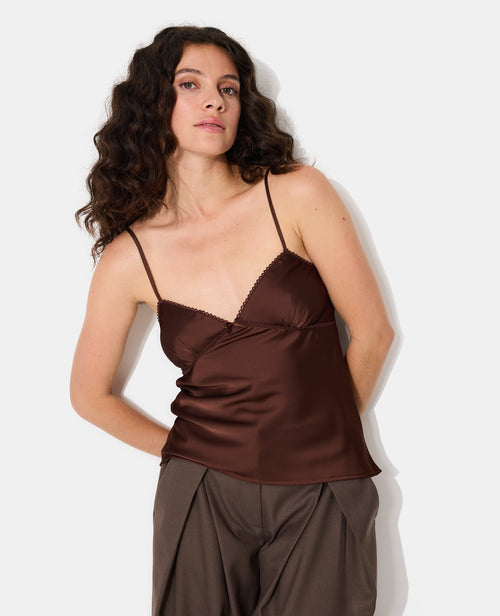 Top en satin fines bretelles avec finitions croquet - PIMKIE - 5