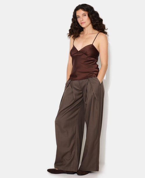 Top en satin fines bretelles avec finitions croquet - PIMKIE - 1