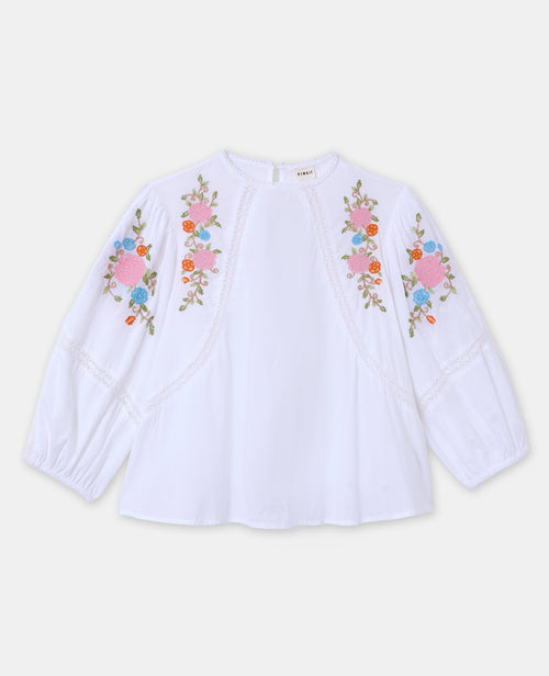 Blouse manches ballons avec broderies et dentelle - PIMKIE - 4