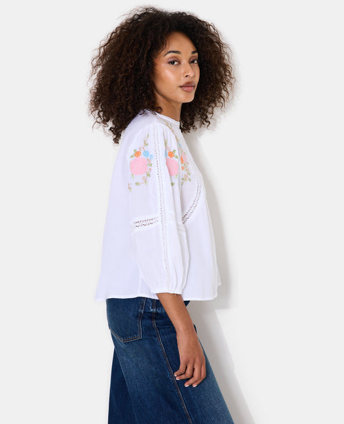 Blouse manches ballons avec broderies et dentelle - PIMKIE - 7