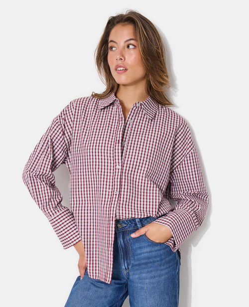 Chemise oversize avec carreaux et strass - PIMKIE - 1
