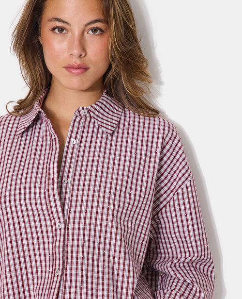 Chemise oversize avec carreaux et strass - PIMKIE - 2