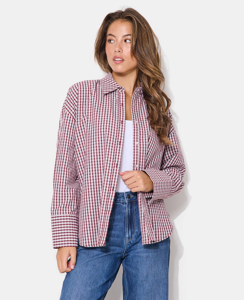 Chemise oversize avec carreaux et strass - PIMKIE - 5