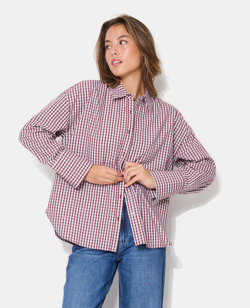 Chemise oversize avec carreaux et strass - PIMKIE - 1