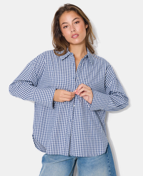 Chemise oversize avec carreaux et strass - PIMKIE - 1