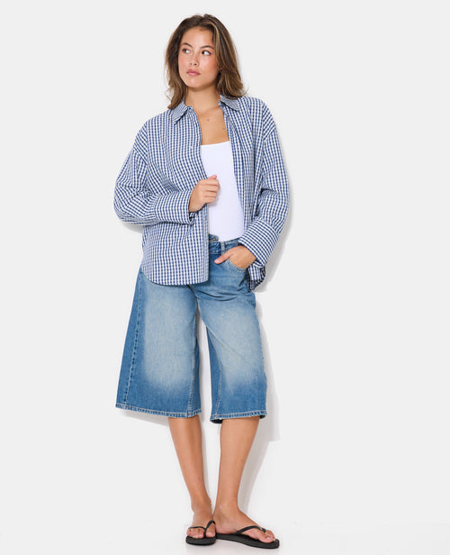 Chemise oversize avec carreaux et strass - PIMKIE - 3