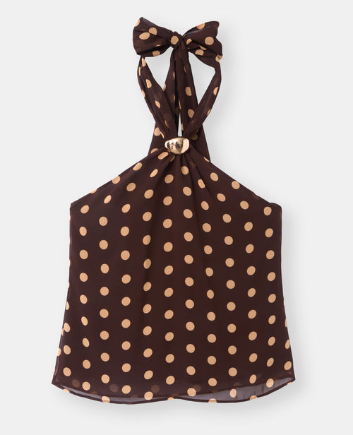Top dos-nu en voile motif pois - PIMKIE - 4