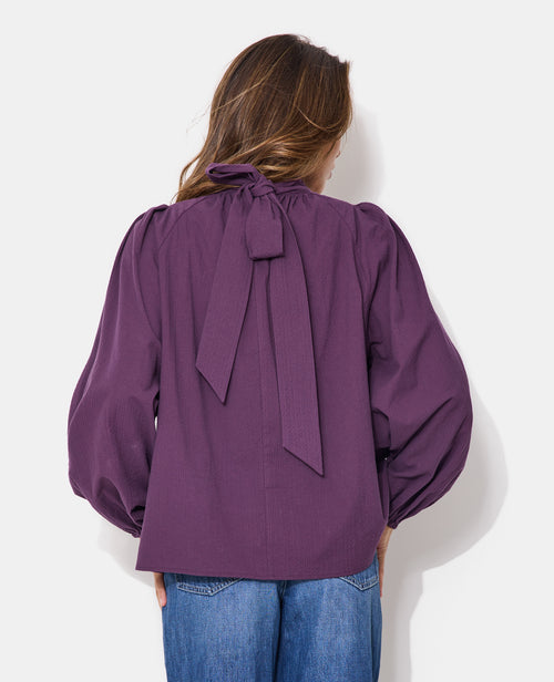 Blouse manches ballons et col à nouer - PIMKIE - 6