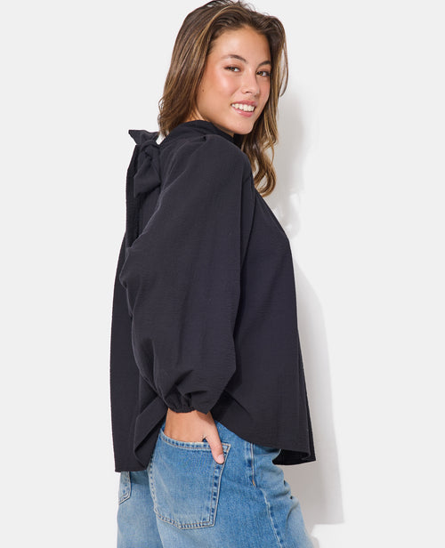 Blouse manches ballons et col à nouer - PIMKIE - 1