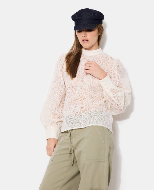 Blouse tissu transparent avec broderies effet dentelle - PIMKIE - 1