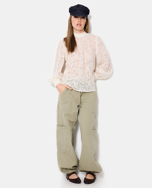 Blouse tissu transparent avec broderies effet dentelle - PIMKIE - 3