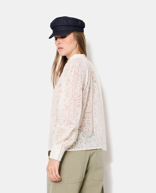 Blouse tissu transparent avec broderies effet dentelle - PIMKIE - 6