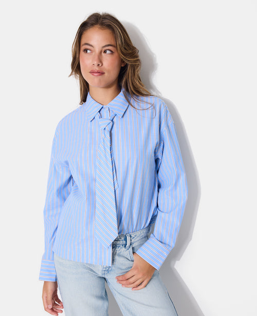 Chemise oversize rayée avec cravate - PIMKIE - 1