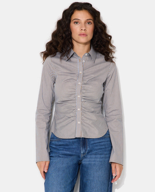Chemise fittée rayée avec fronces - PIMKIE - 5
