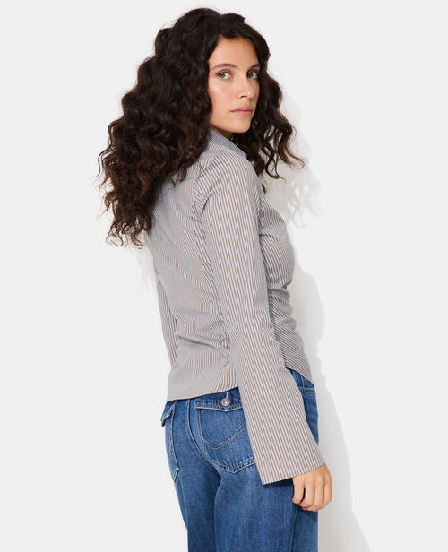 Chemise fittée rayée avec fronces - PIMKIE - 6