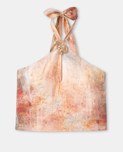 Top dos-nu effet marbré avec détail bijou fleur - PIMKIE - 4