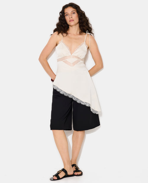 Top asymétrique en satin avec dentelle - PIMKIE - 3