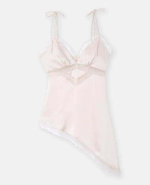 Top asymétrique en satin avec dentelle - PIMKIE - 4