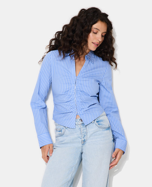 Chemise fittée rayée avec fronces et agrafes - PIMKIE - 1