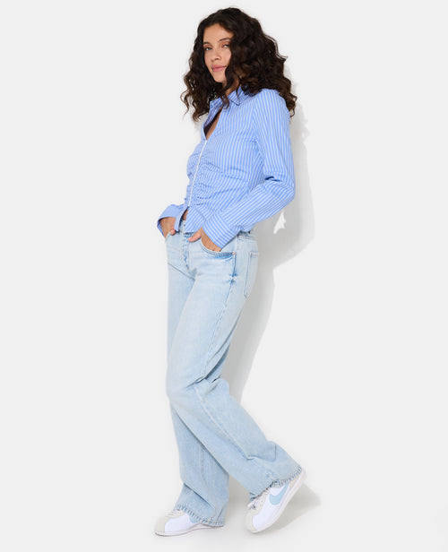 Chemise fittée rayée avec fronces et agrafes - PIMKIE - 3