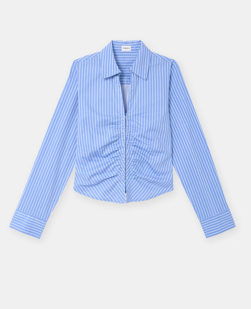 Chemise fittée rayée avec fronces et agrafes - PIMKIE - 4