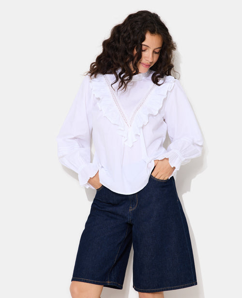 Blouse manches longues avec dentelle et volants - PIMKIE - 1