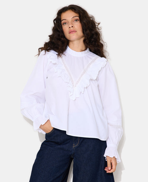Blouse manches longues avec dentelle et volants - PIMKIE - 5