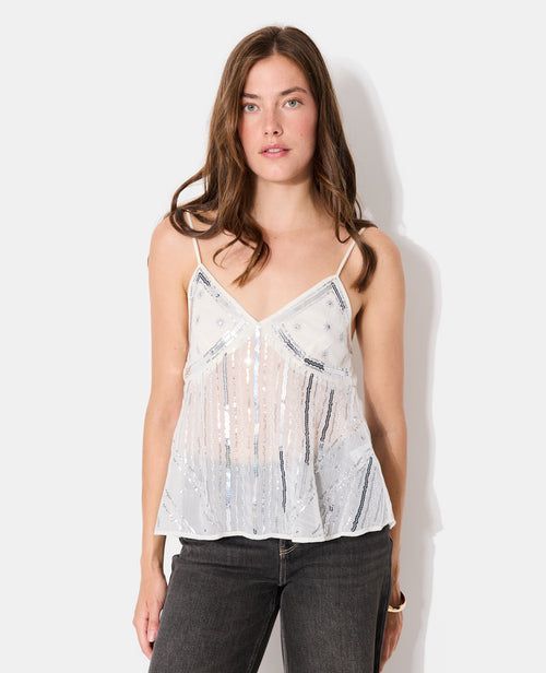 Top en voile avec sequins et broderies - PIMKIE - 5
