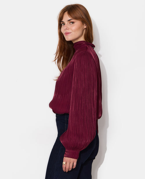 Body blouse en tissu satiné plissé manches ballons - PIMKIE - 7