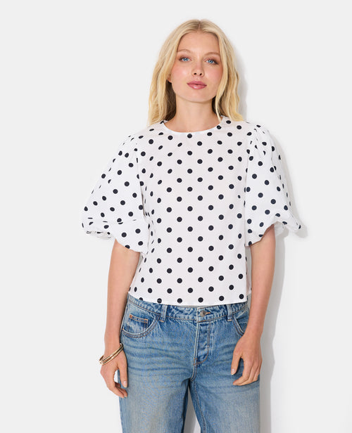 Blouse avec manches ballons motif pois - PIMKIE - 1