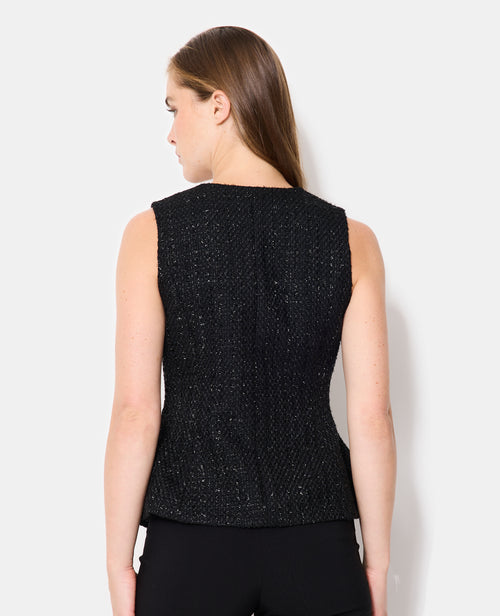 Top en tweed avec fils lurex et bouton fantaisie - PIMKIE - 6