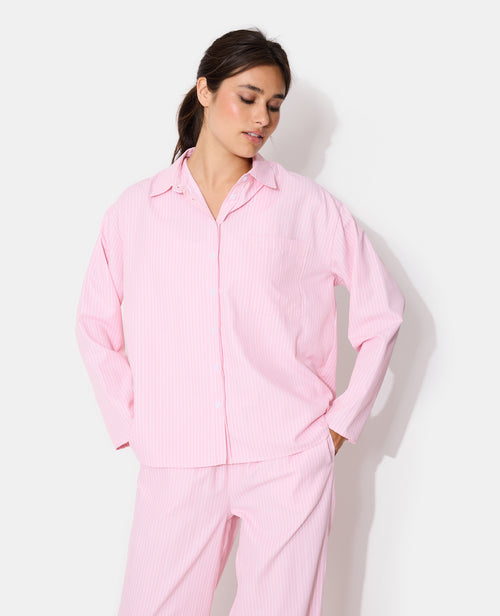 Haut de pyjama chemise manches longues rayée - PIMKIE - 5
