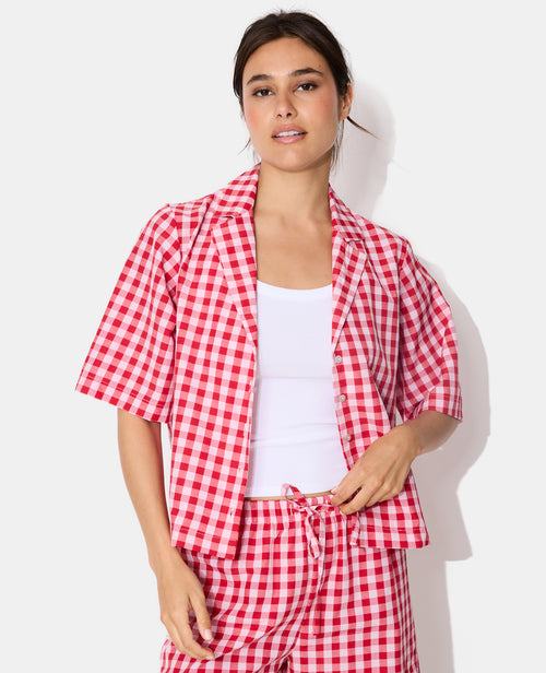 Haut de pyjama chemisette motif vichy - PIMKIE - 5