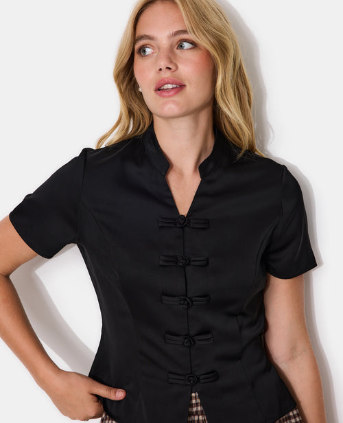 Top en satin esprit Asie boutons brandebourg - PIMKIE - 4