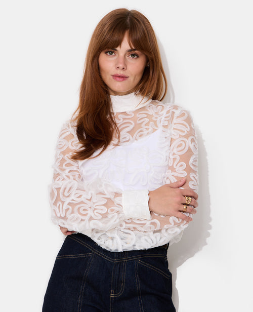 Blouse transparente avec fleurs cousues - PIMKIE - 1