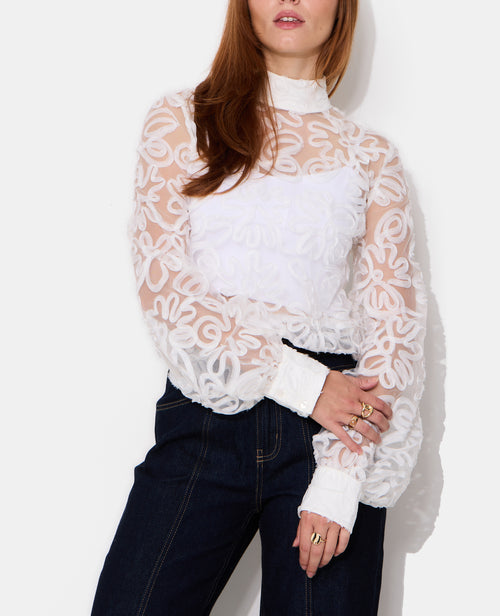 Blouse transparente avec fleurs cousues - PIMKIE - 5