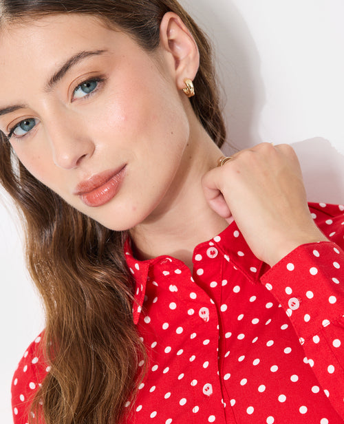 Chemise cintrée à pois avec taille élastiquée - PIMKIE - 2