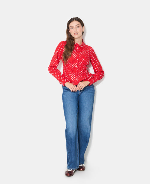 Chemise cintrée à pois avec taille élastiquée - PIMKIE - 3
